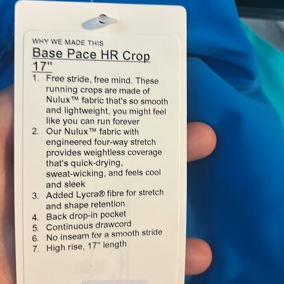 Lululemon Base Pace High-Rise Crop 17" (Sz 4) - Picture 2 of 8